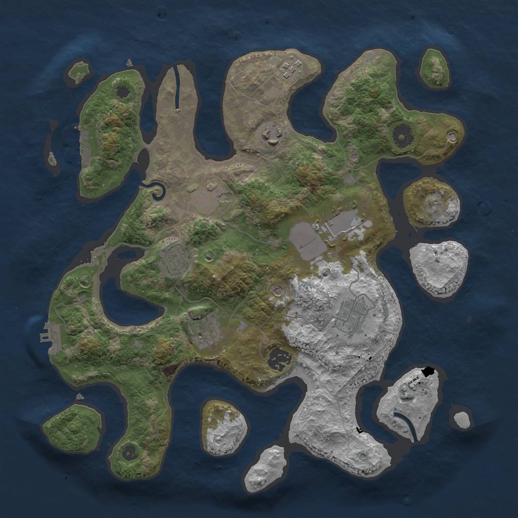 Rust Map: Procedural Map, Size: 3500, Seed: 2450100, 13 Monuments