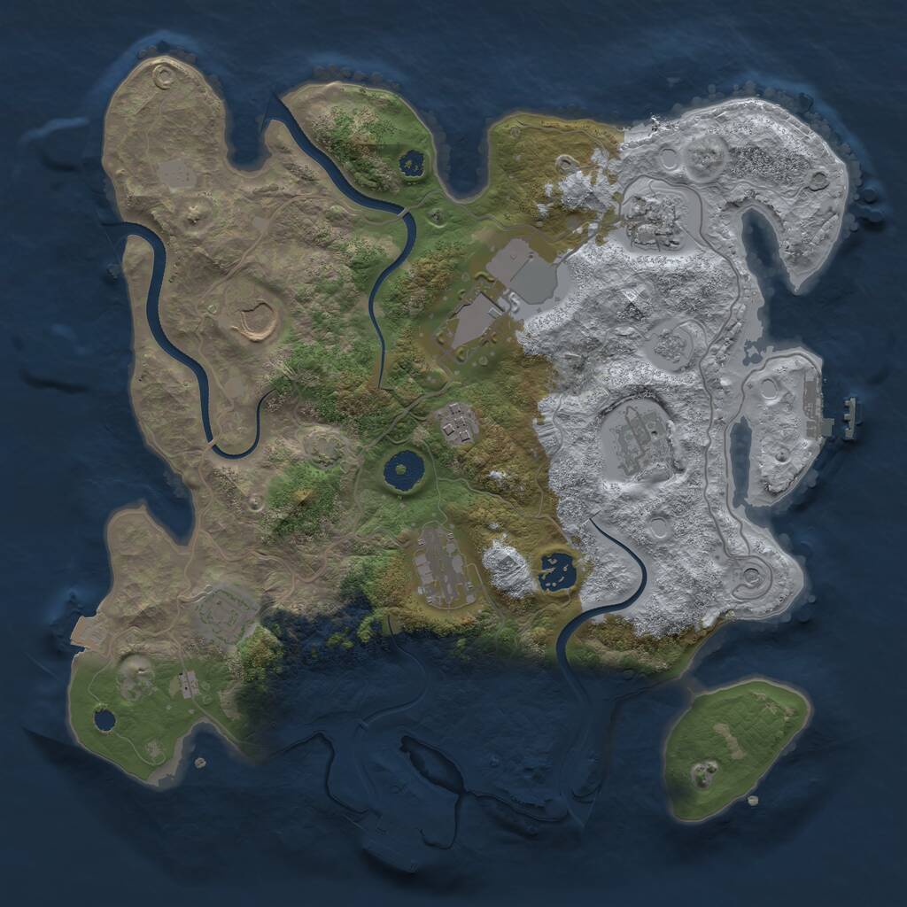 Rust Map: Procedural Map, Size: 3500, Seed: 12389779, 14 Monuments