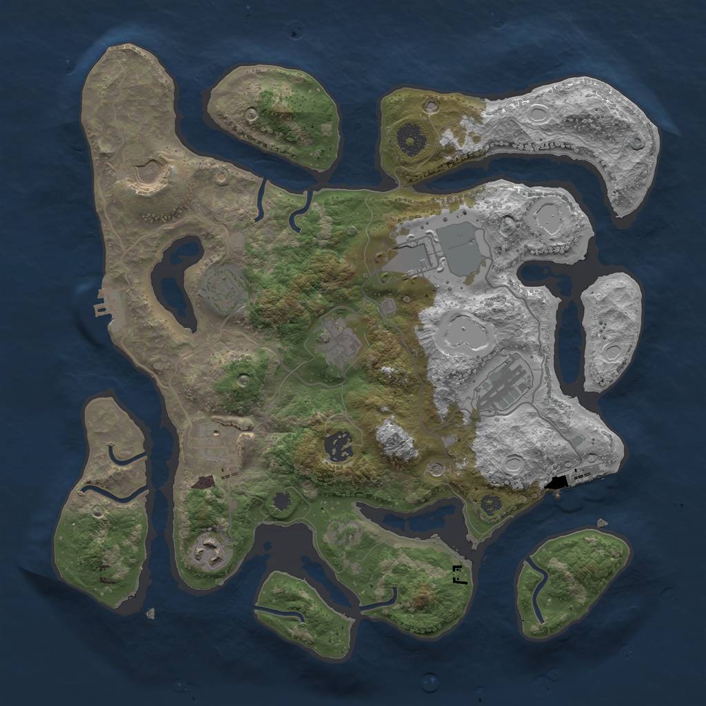 Rust Map: Procedural Map, Size: 3500, Seed: 12389779, 16 Monuments