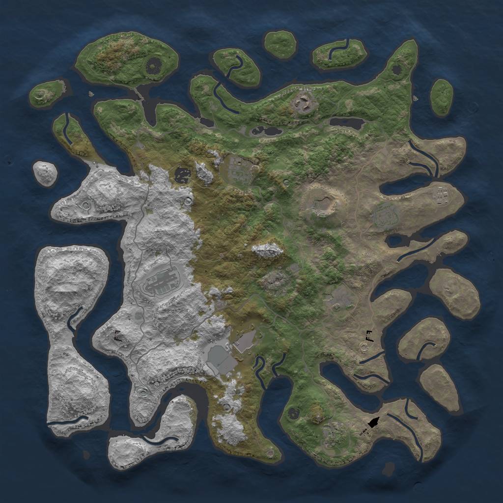 Rust Map: Procedural Map, Size: 4500, Seed: 2058, 13 Monuments