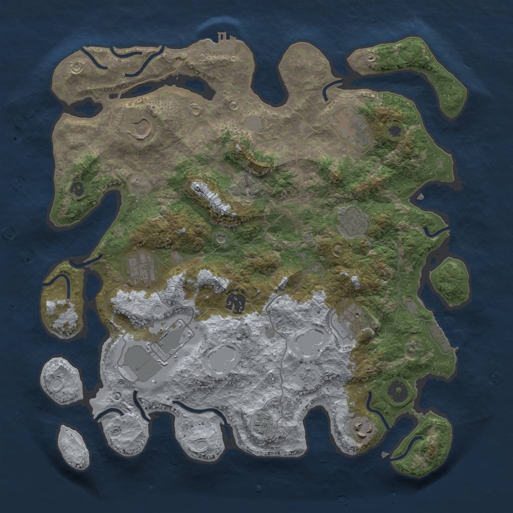 Rust Map: Procedural Map, Size: 3750, Seed: 128440115, 18 Monuments