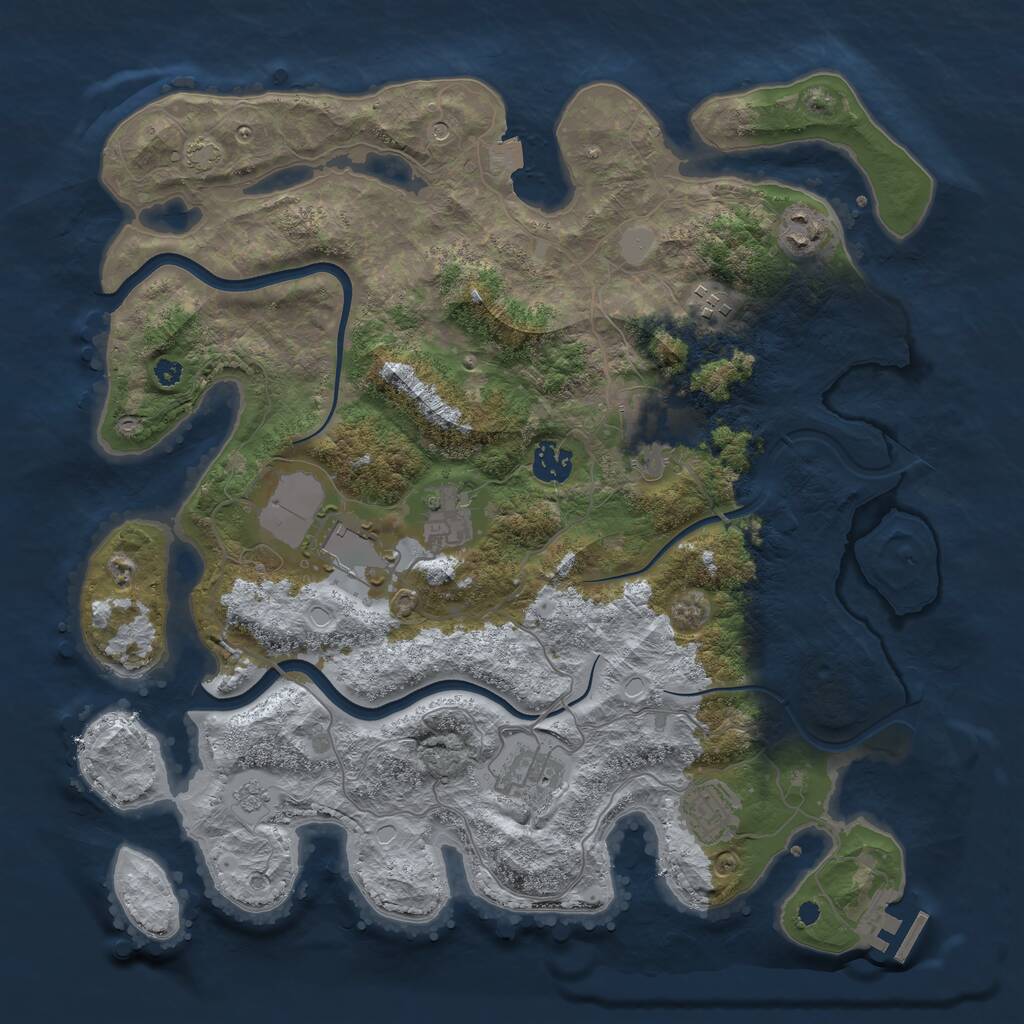 Rust Map: Procedural Map, Size: 3750, Seed: 128440115, 13 Monuments