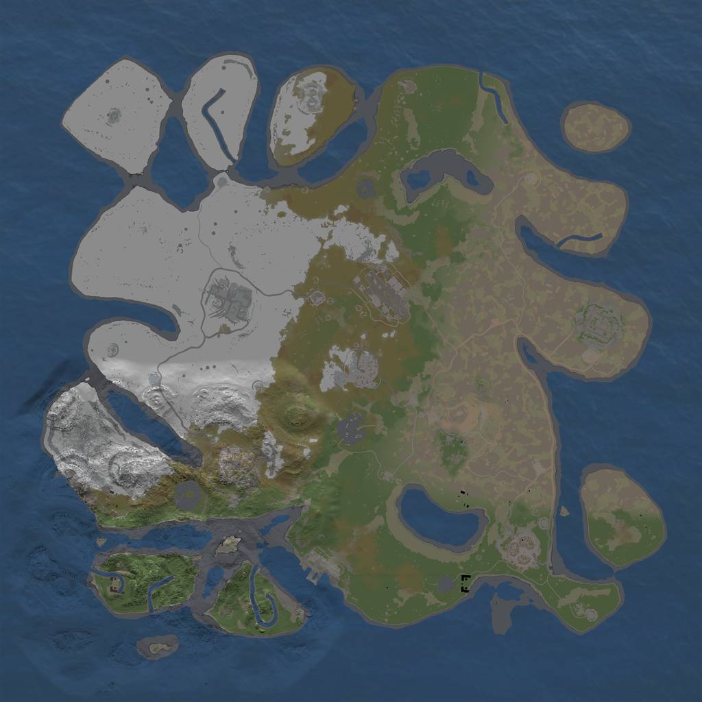 Rust Map: Procedural Map, Size: 3600, Seed: 12104, 13 Monuments