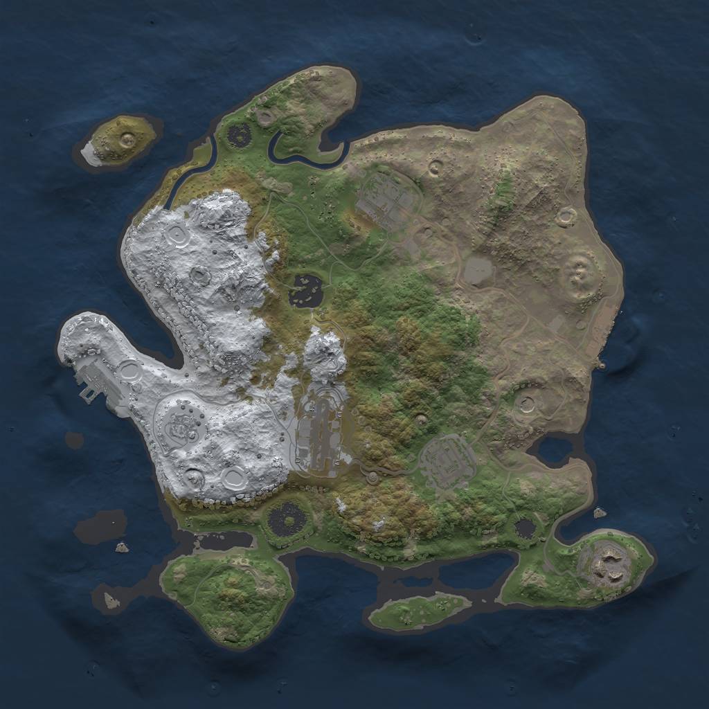 Rust Map: Procedural Map, Size: 3000, Seed: 1989610665, 14 Monuments