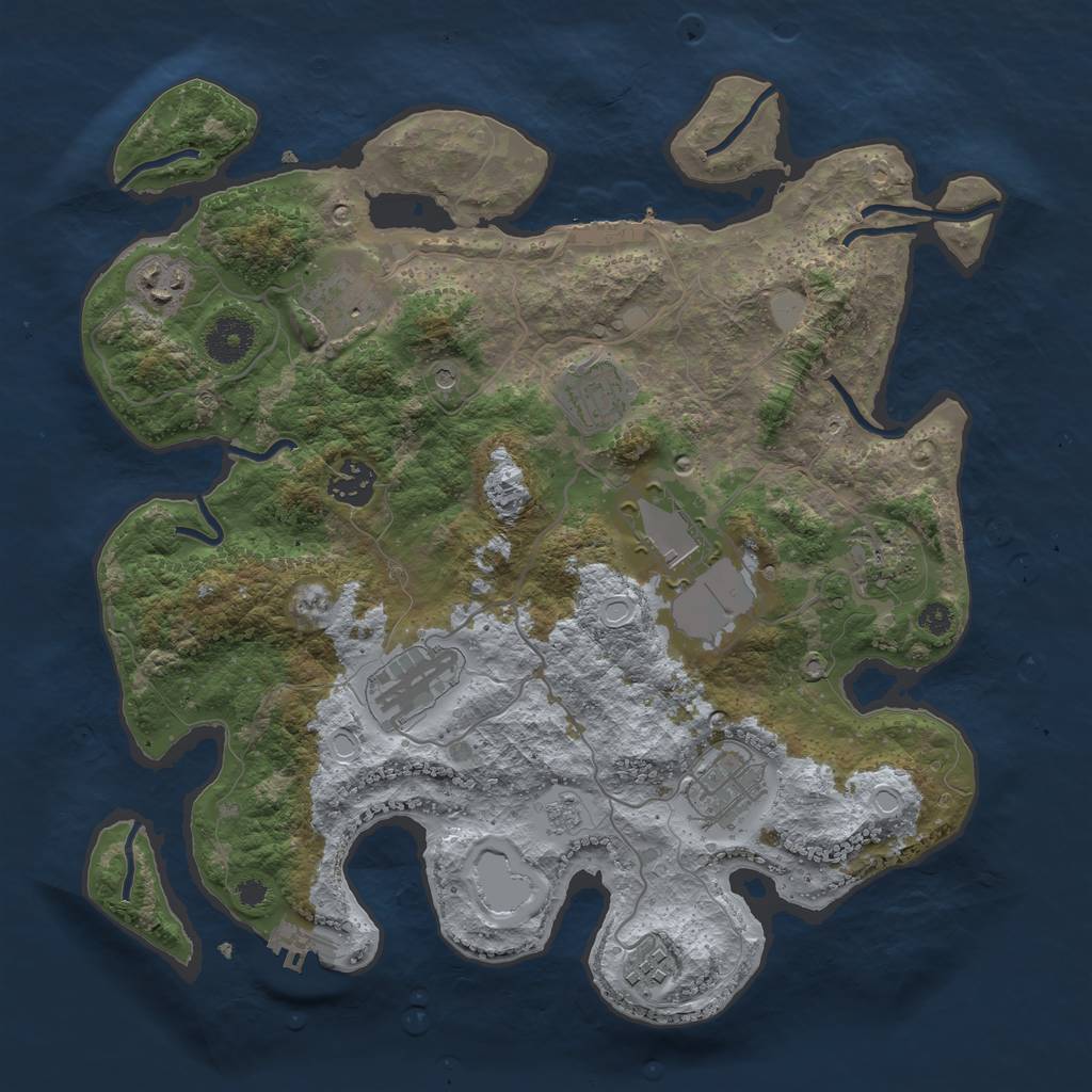 Rust Map: Procedural Map, Size: 3500, Seed: 152211541, 18 Monuments