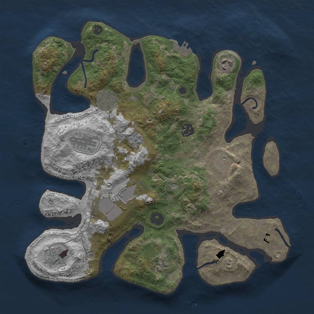 Rust Map: Procedural Map, Size: 3500, Seed: 32654889, 13 Monuments