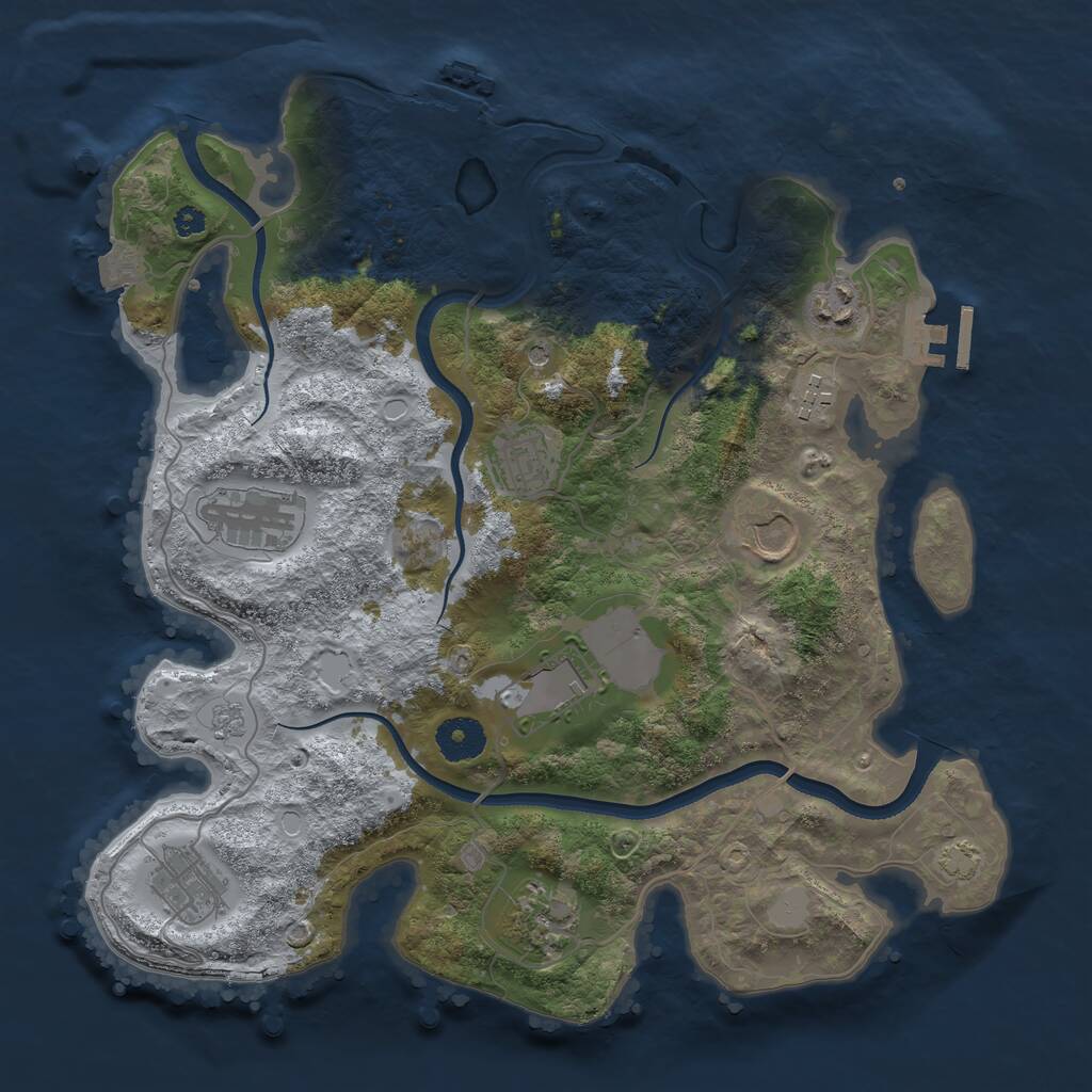Rust Map: Procedural Map, Size: 3500, Seed: 32654889, 14 Monuments