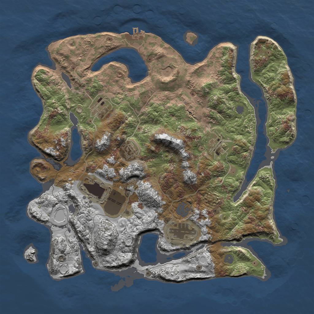 Rust Map: Procedural Map, Size: 3500, Seed: 40020204, 12 Monuments