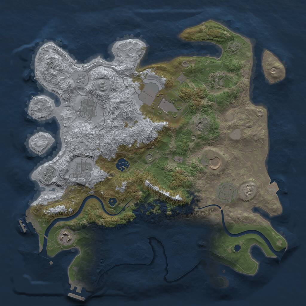 Rust Map: Procedural Map, Size: 3650, Seed: 1052038291, 15 Monuments
