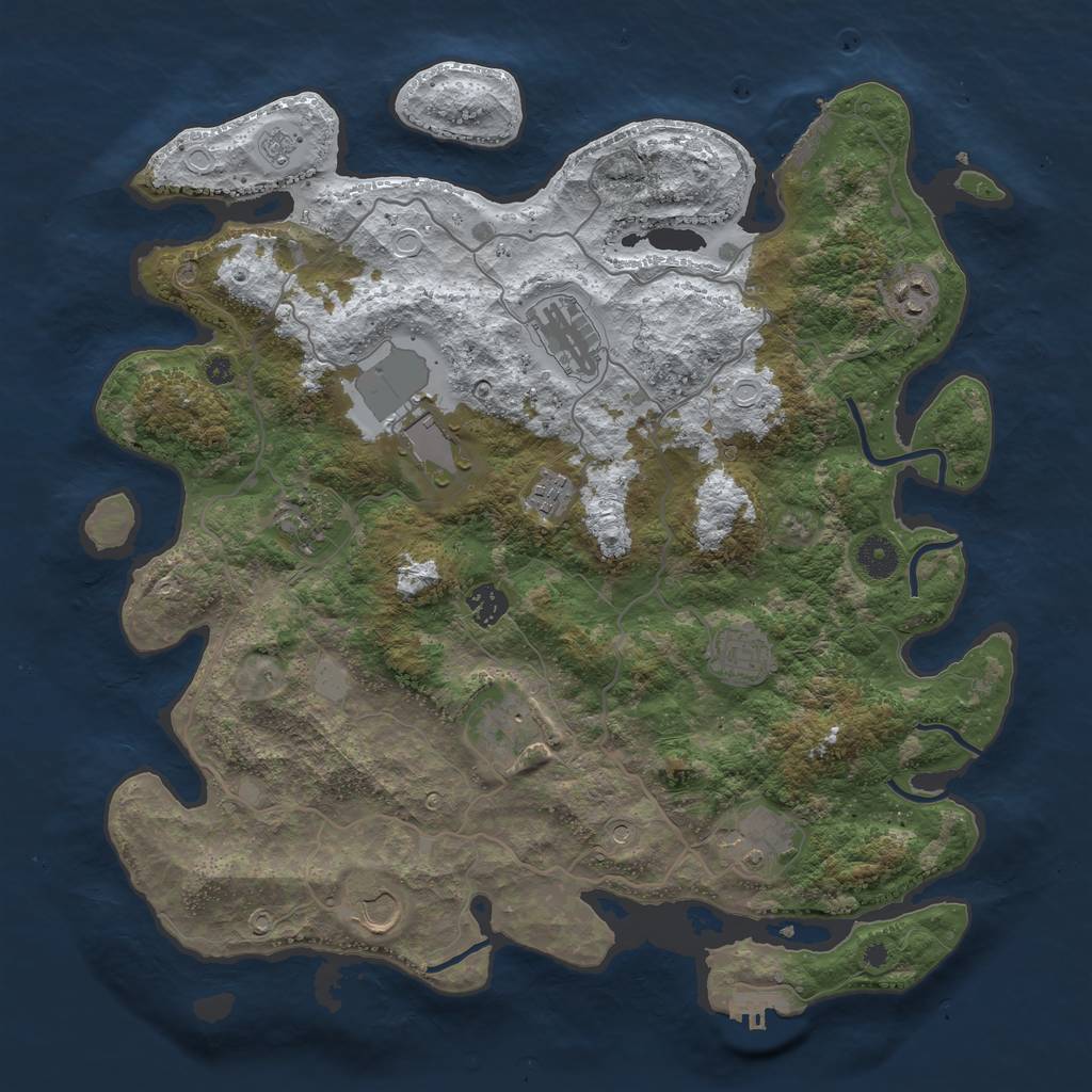 Rust Map: Procedural Map, Size: 4000, Seed: 107216821, 19 Monuments