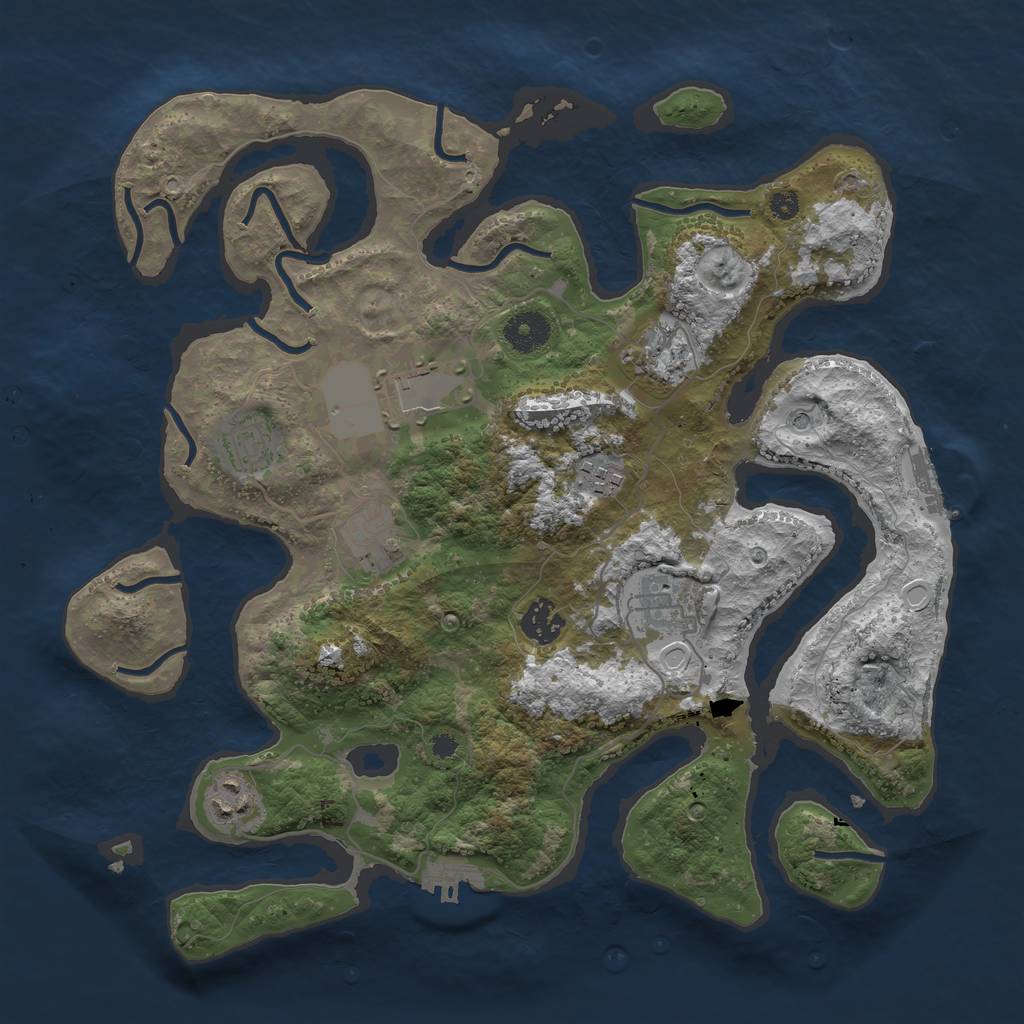 Rust Map: Procedural Map, Size: 3600, Seed: 191881, 16 Monuments