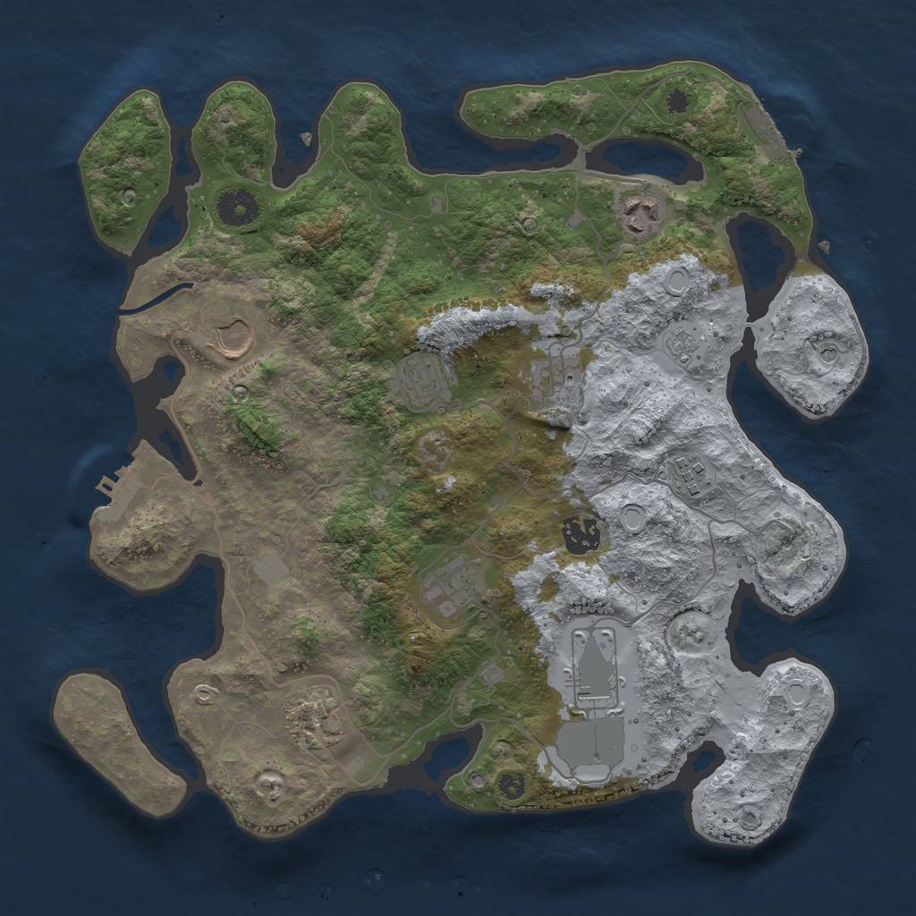 Rust Map: Procedural Map, Size: 3500, Seed: 336688420, 18 Monuments