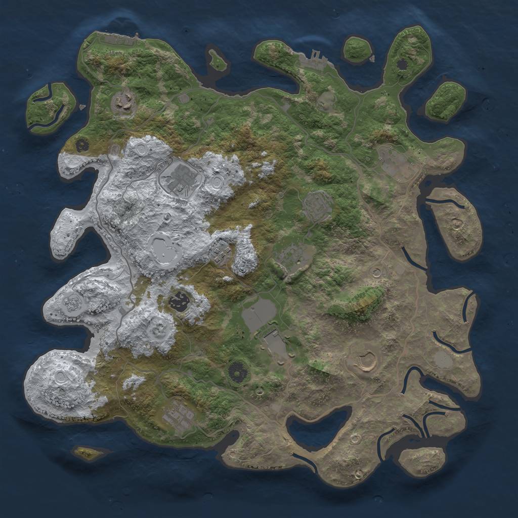 Rust Map: Procedural Map, Size: 4000, Seed: 527027027, 19 Monuments