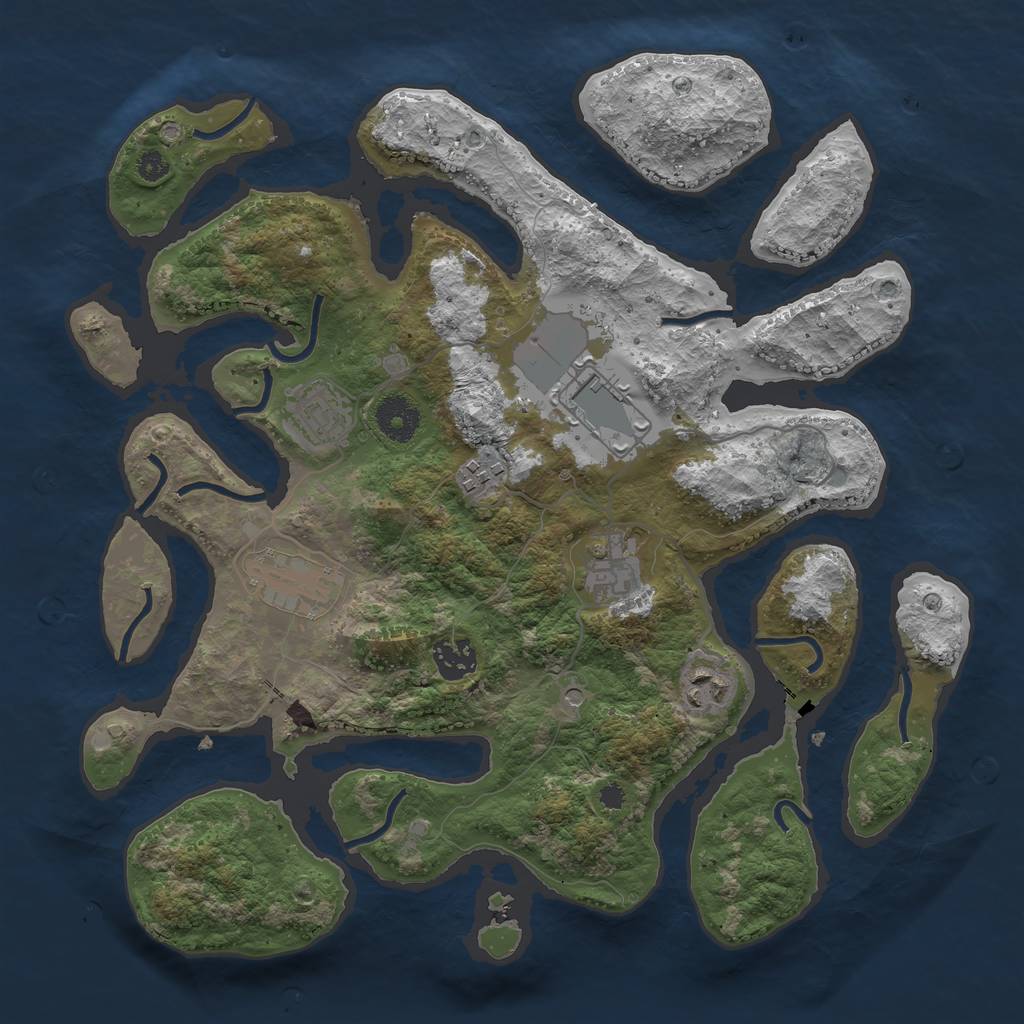 Rust Map: Procedural Map, Size: 3500, Seed: 32554495, 10 Monuments