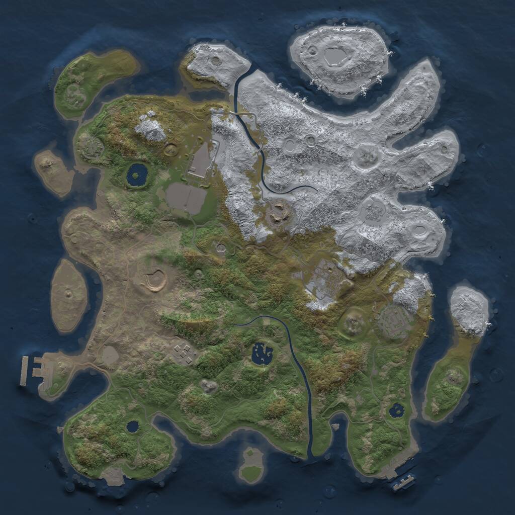 Rust Map: Procedural Map, Size: 3500, Seed: 32554495, 13 Monuments