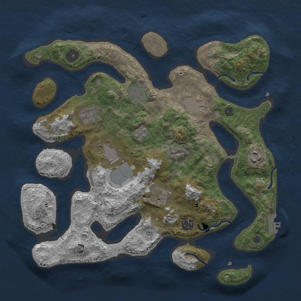 Rust Map: Procedural Map, Size: 3500, Seed: 44634522, 12 Monuments