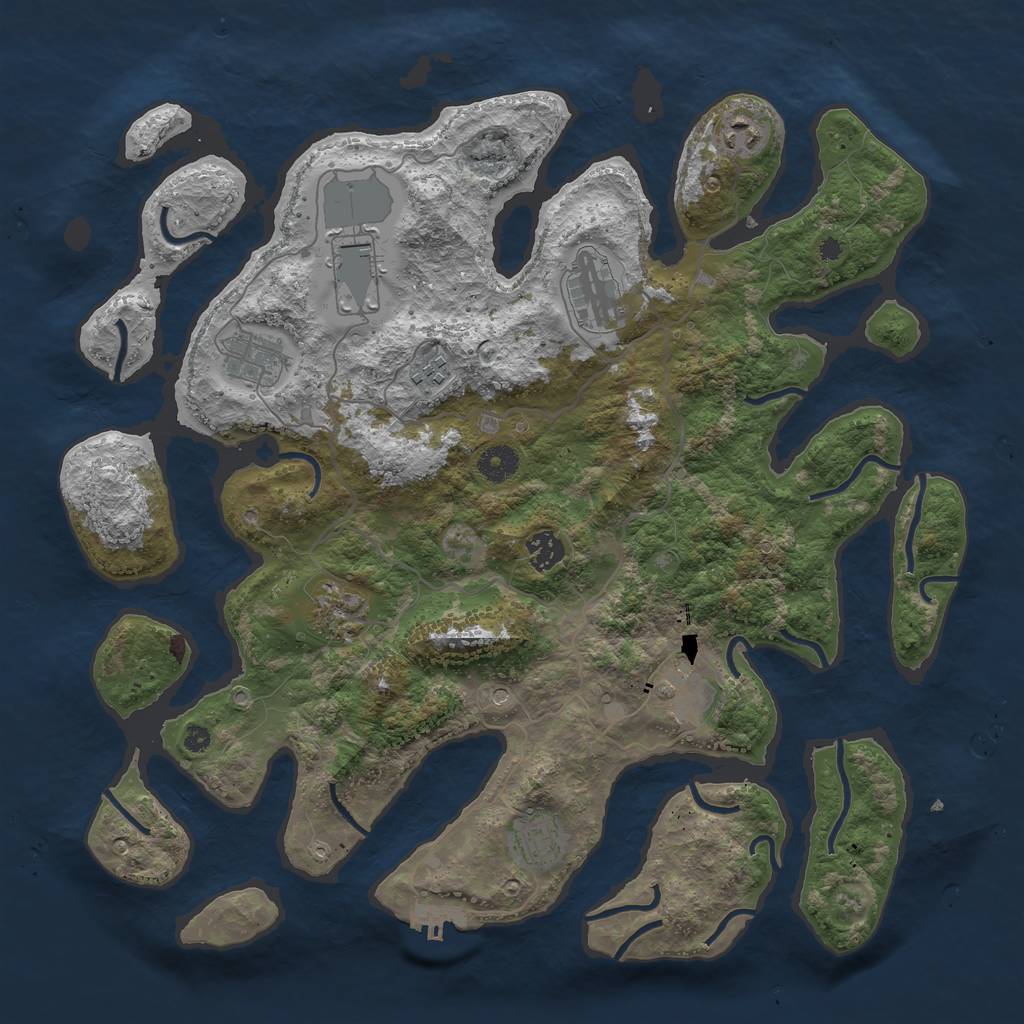 Rust Map: Procedural Map, Size: 4000, Seed: 9123168, 13 Monuments