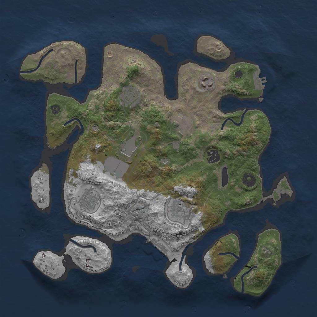 Rust Map: Procedural Map, Size: 3500, Seed: 787286236, 12 Monuments