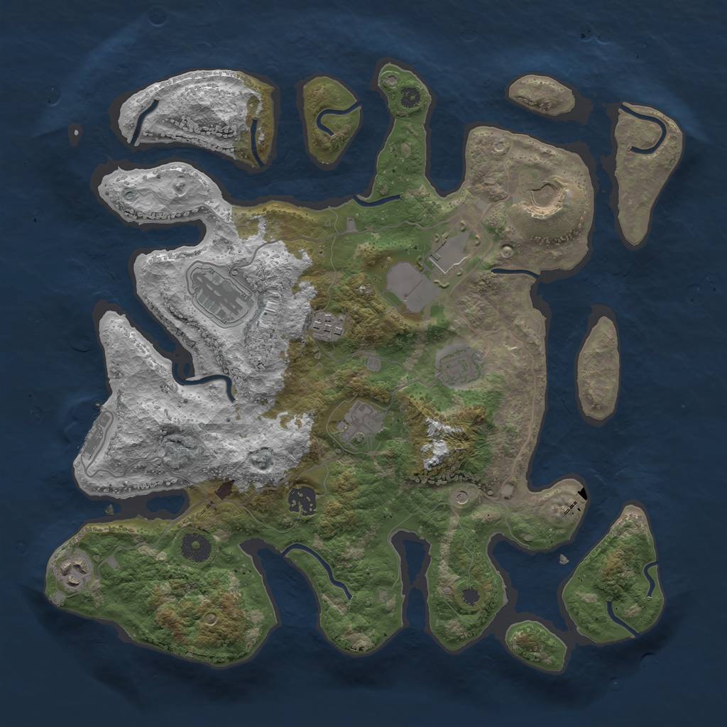 Rust Map: Procedural Map, Size: 3700, Seed: 607234926, 12 Monuments