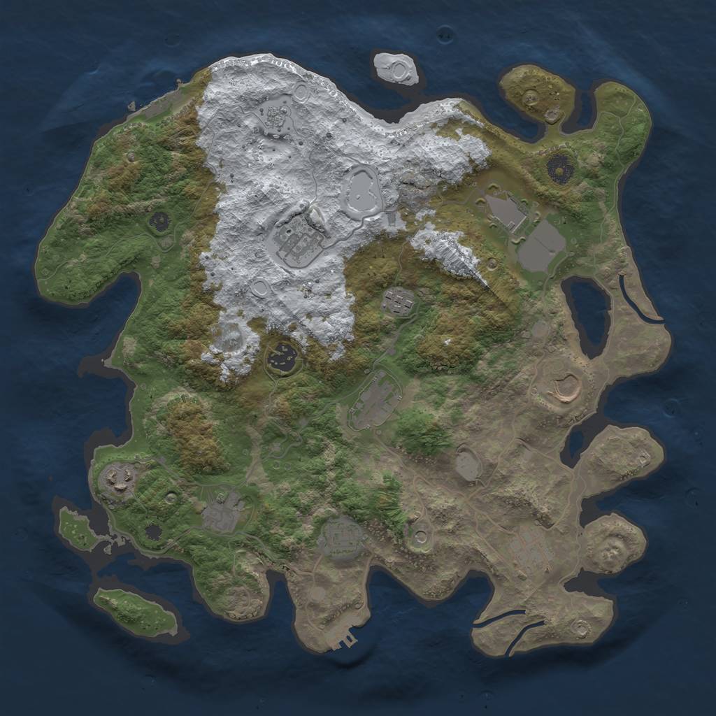 Rust Map: Procedural Map, Size: 3800, Seed: 941149558, 19 Monuments