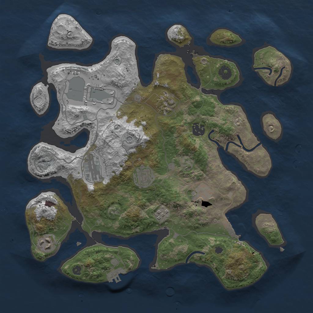 Rust Map: Procedural Map, Size: 3500, Seed: 804085, 16 Monuments