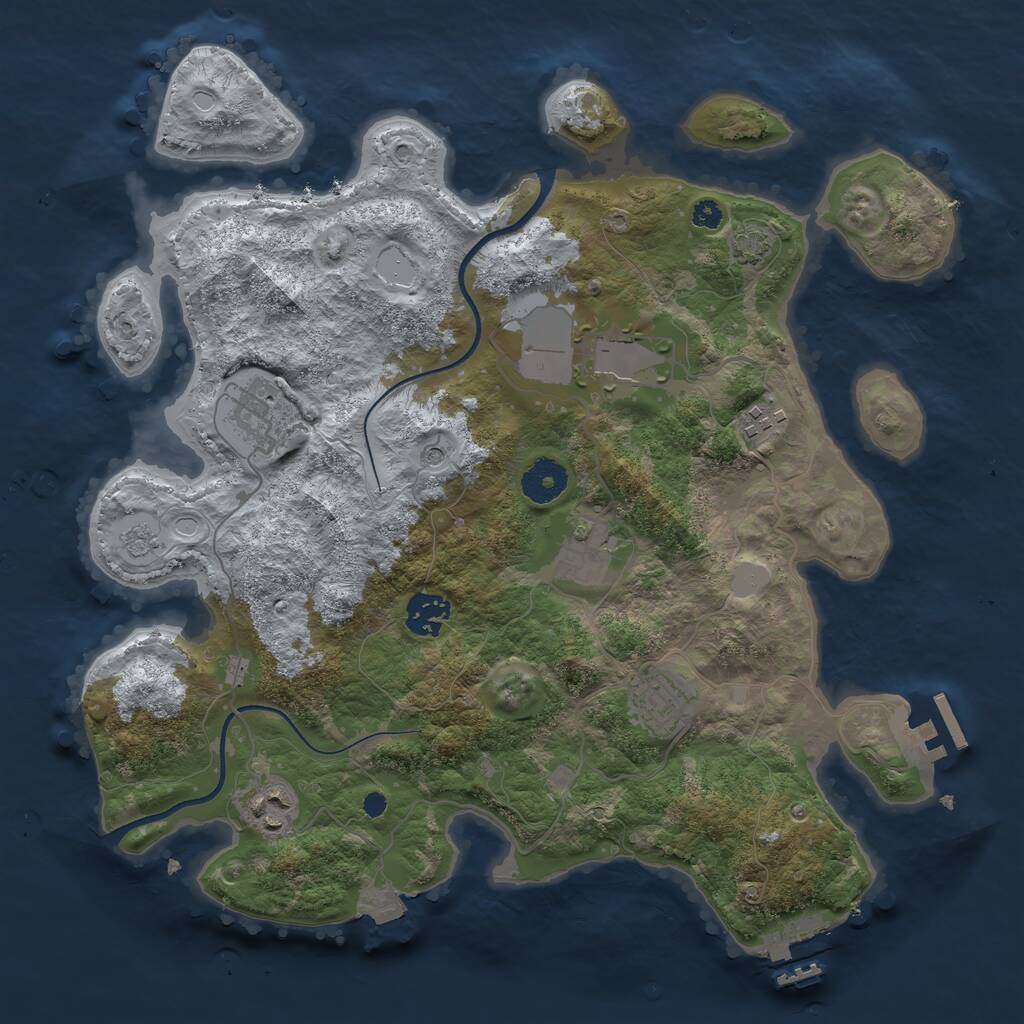 Rust Map: Procedural Map, Size: 3500, Seed: 804085, 13 Monuments