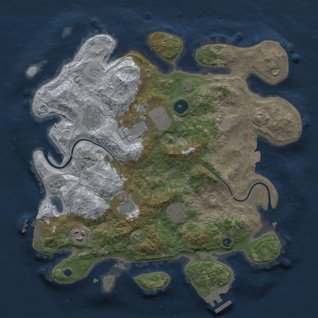 Rust Map: Procedural Map, Size: 3500, Seed: 1267, 12 Monuments