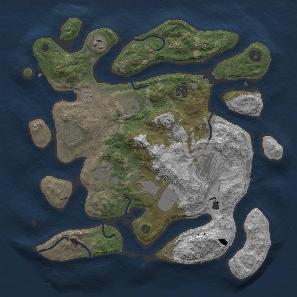 Rust Map: Procedural Map, Size: 3500, Seed: 335816998, 12 Monuments