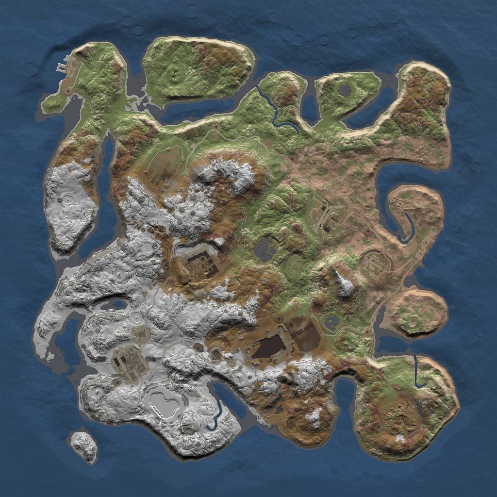 Rust Map: Procedural Map, Size: 3500, Seed: 1545339076, 14 Monuments