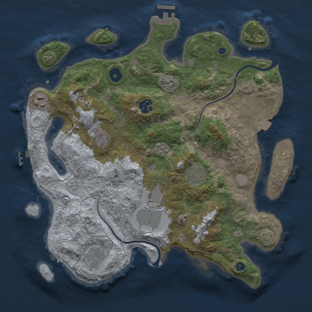 Rust Map: Procedural Map, Size: 3500, Seed: 1545339076, 13 Monuments