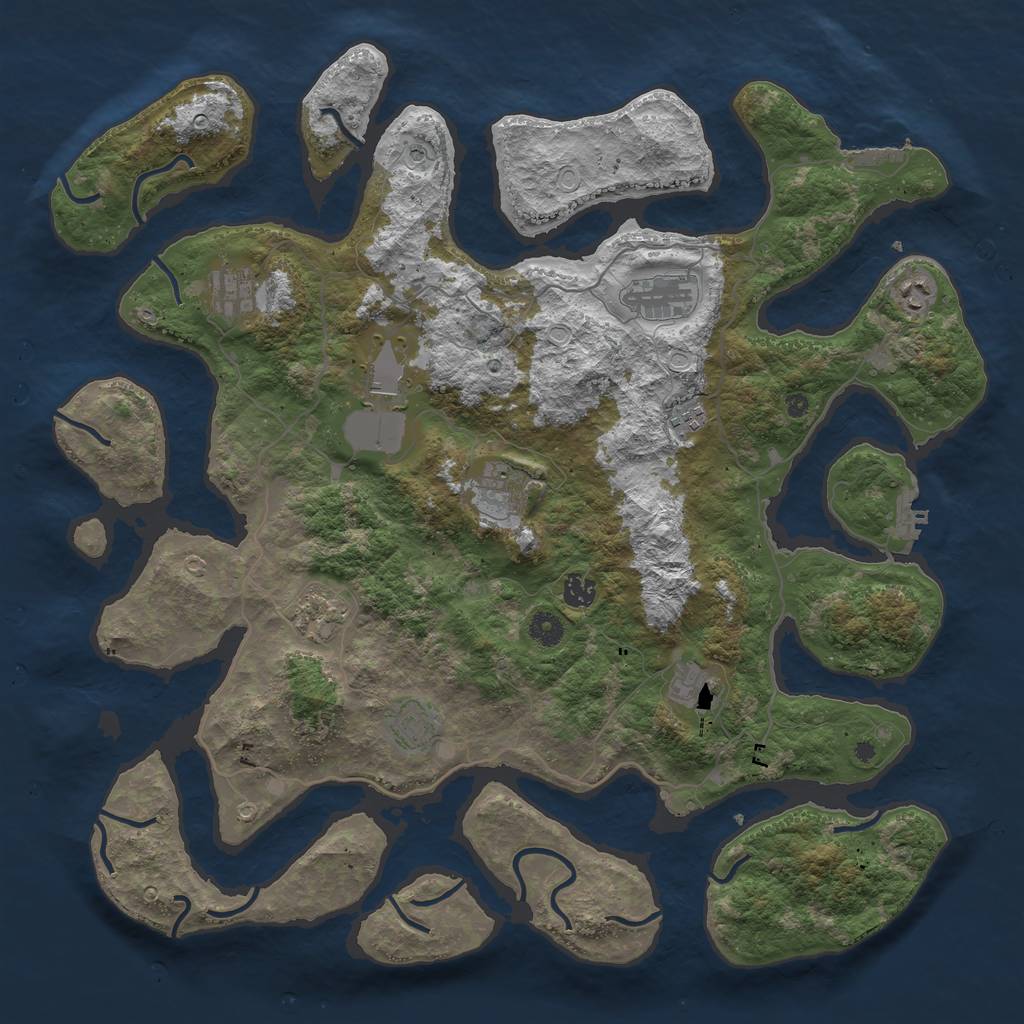 Rust Map: Procedural Map, Size: 4500, Seed: 1710923031, 21 Monuments