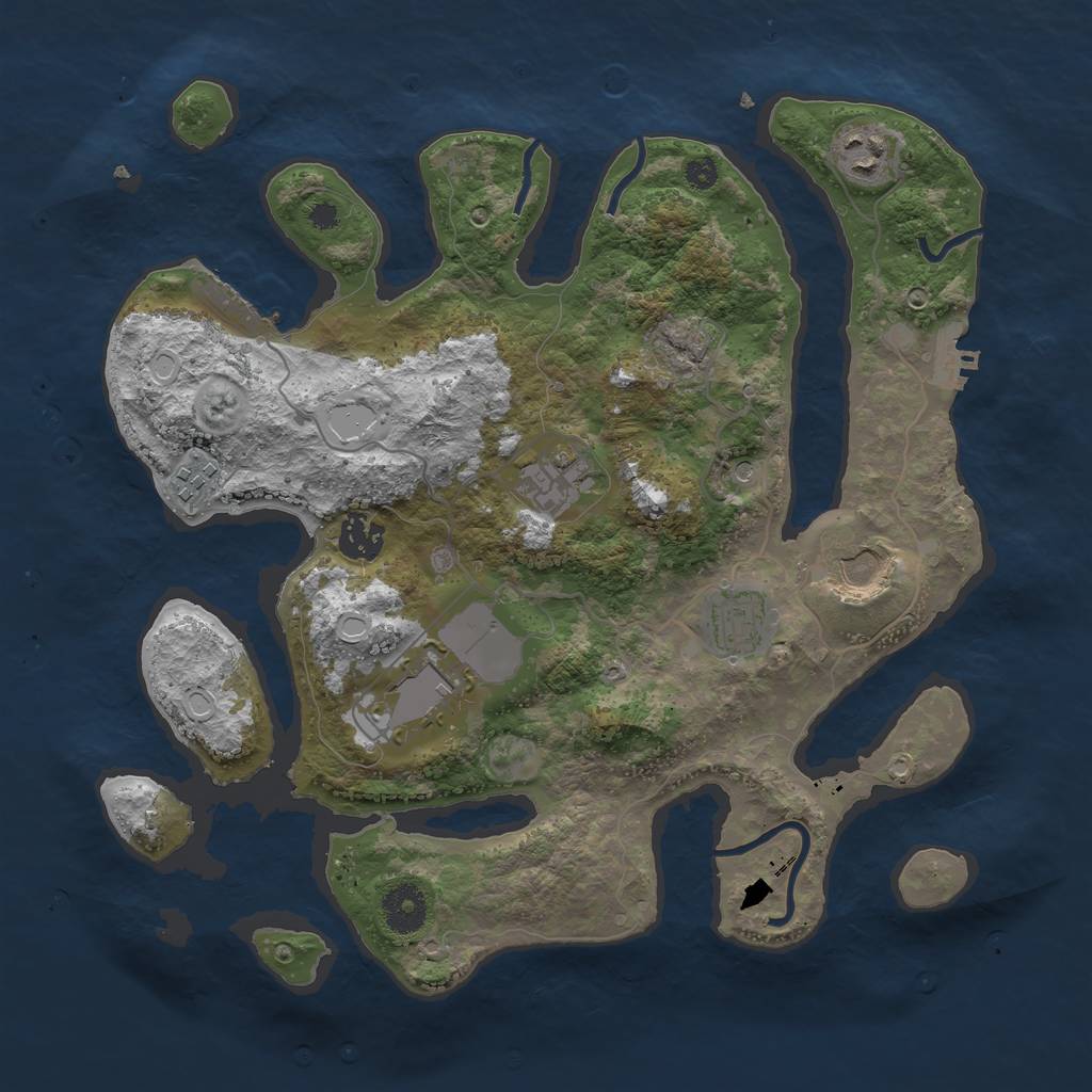 Rust Map: Procedural Map, Size: 3500, Seed: 428440578, 15 Monuments