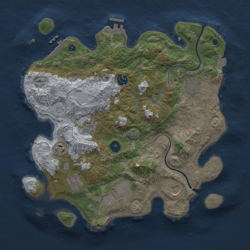 Rust Map: Procedural Map, Size: 3500, Seed: 428440578, 13 Monuments