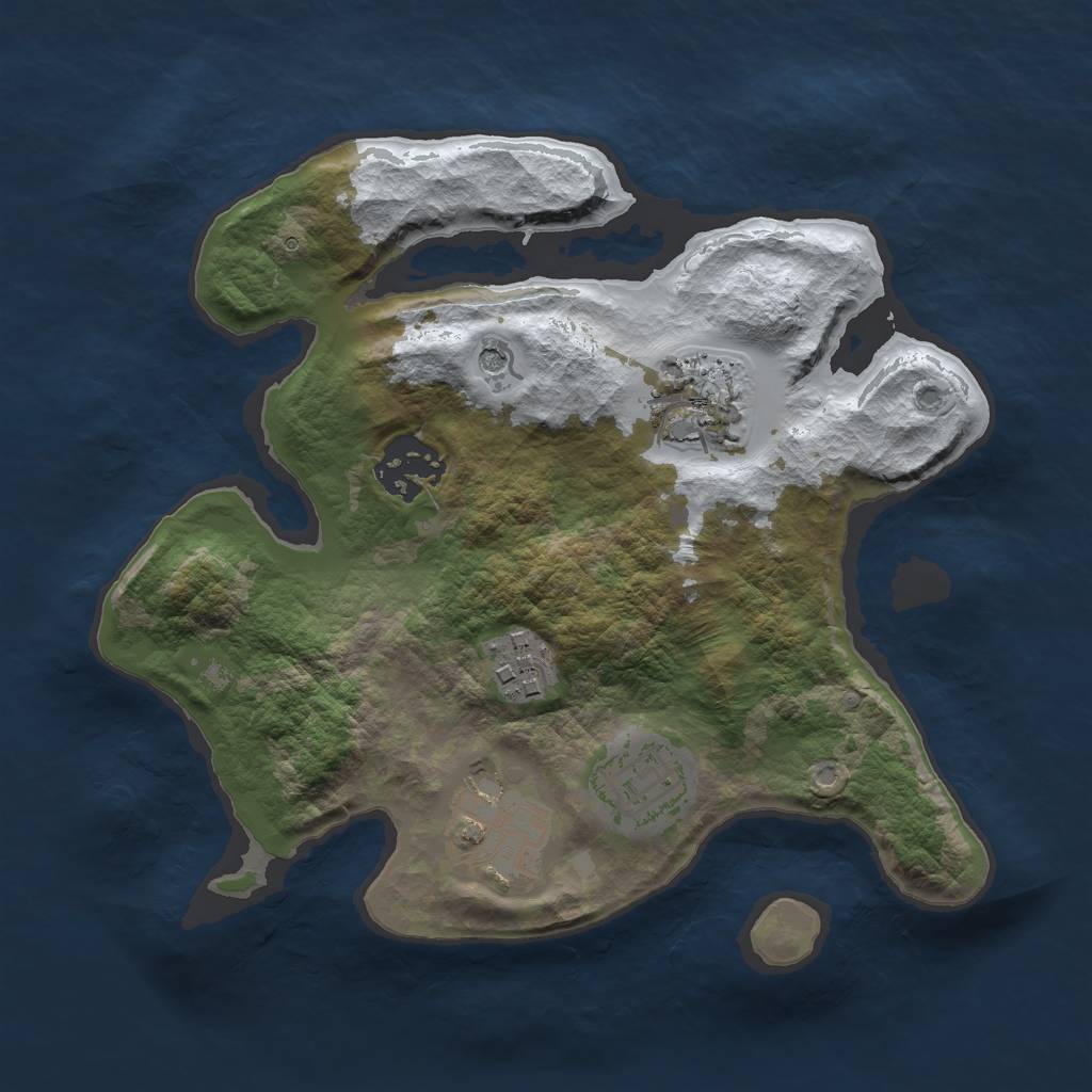 Rust Map: Barren, Size: 2500, Seed: 42745174, 8 Monuments