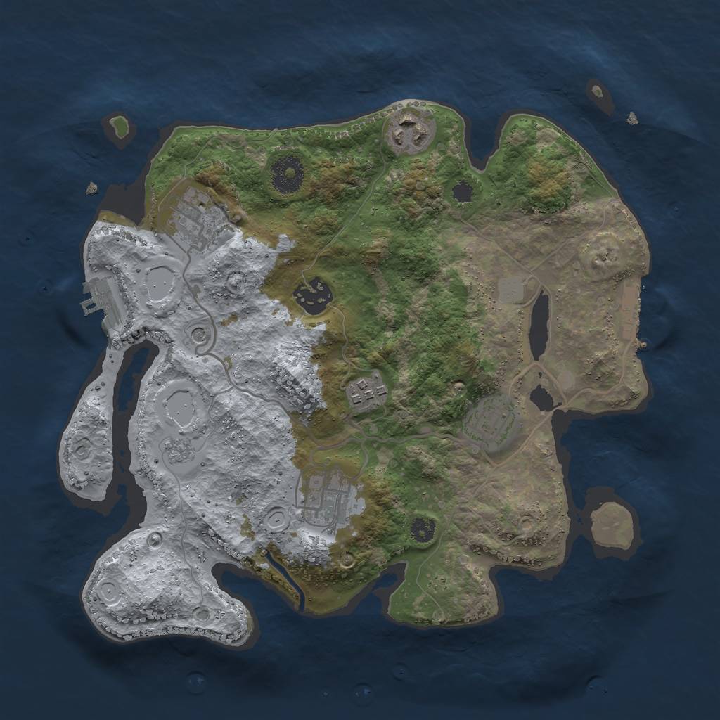 Rust Map: Procedural Map, Size: 3000, Seed: 2417049, 13 Monuments