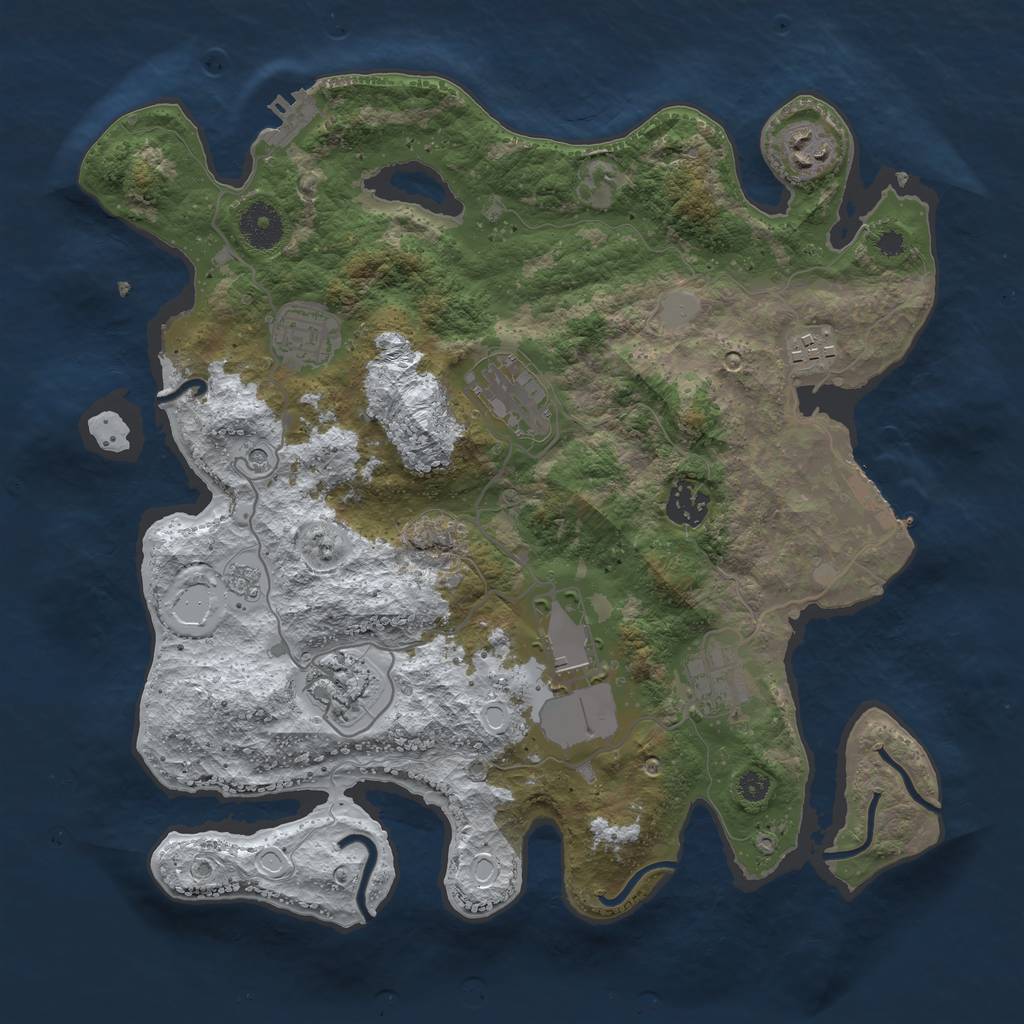 Rust Map: Procedural Map, Size: 3500, Seed: 1576044797, 17 Monuments