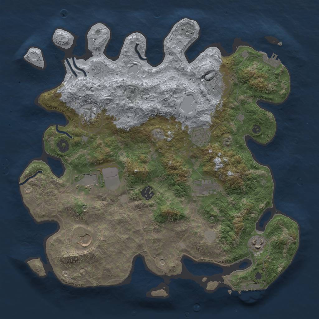 Rust Map: Procedural Map, Size: 3700, Seed: 40222, 18 Monuments