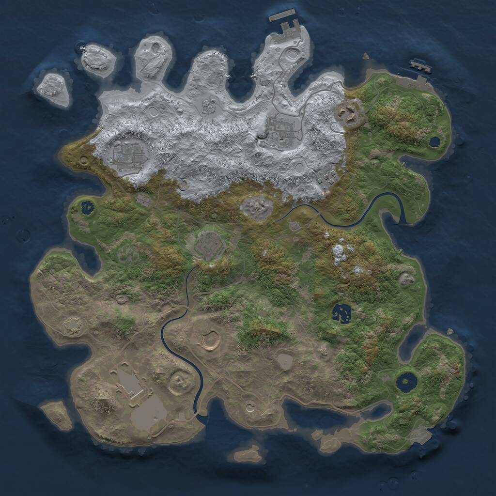 Rust Map: Procedural Map, Size: 3700, Seed: 40222, 14 Monuments