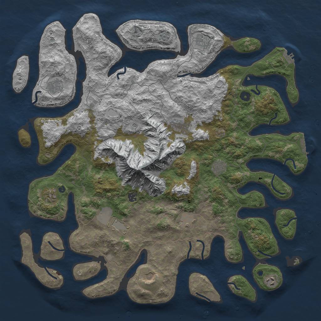 Rust Map: Procedural Map, Size: 5000, Seed: 489216, 19 Monuments