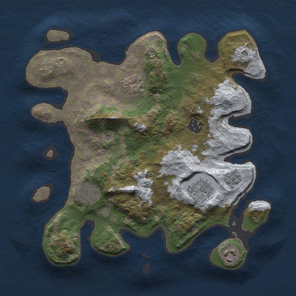 Rust Map: Barren, Size: 3000, Seed: 708312843, 9 Monuments