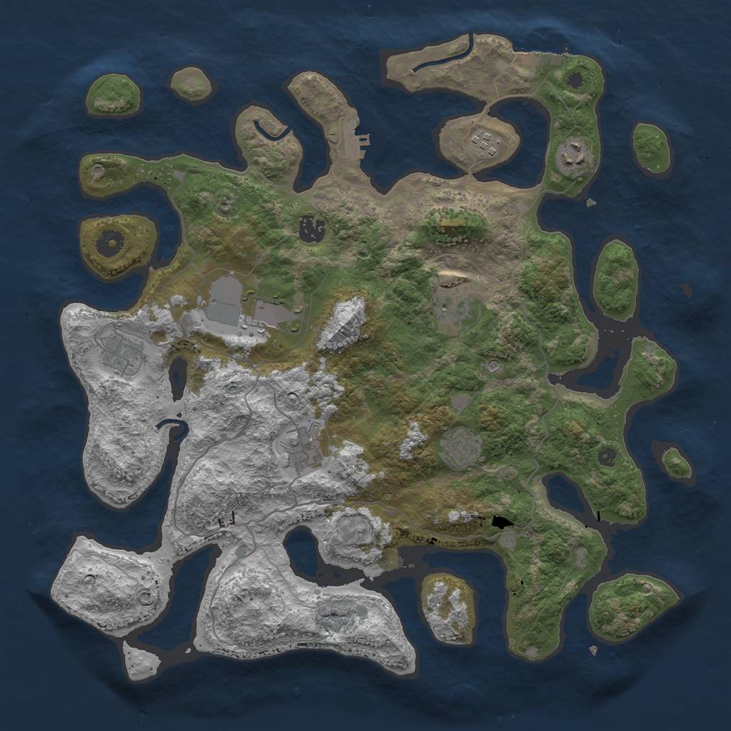 Rust Map: Procedural Map, Size: 4000, Seed: 2104634340, 13 Monuments