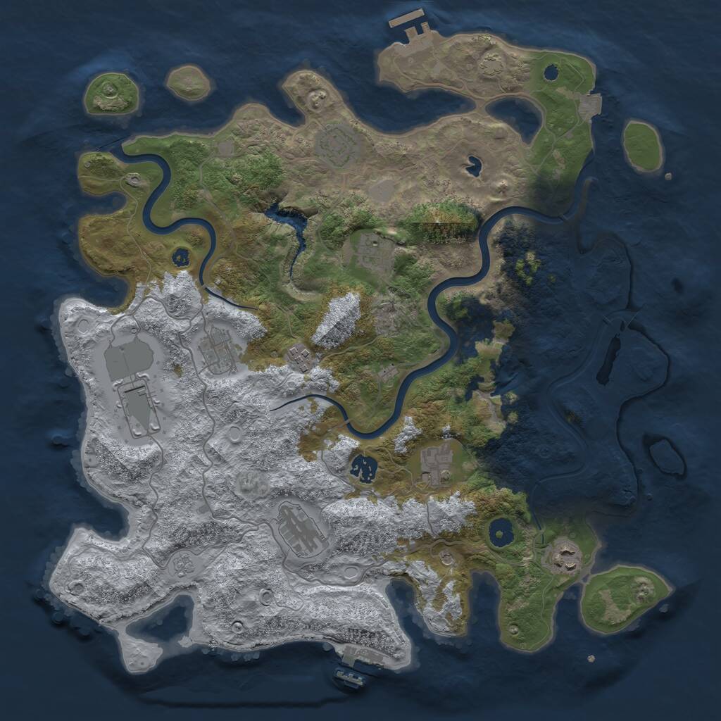 Rust Map: Procedural Map, Size: 4000, Seed: 2104634340, 15 Monuments