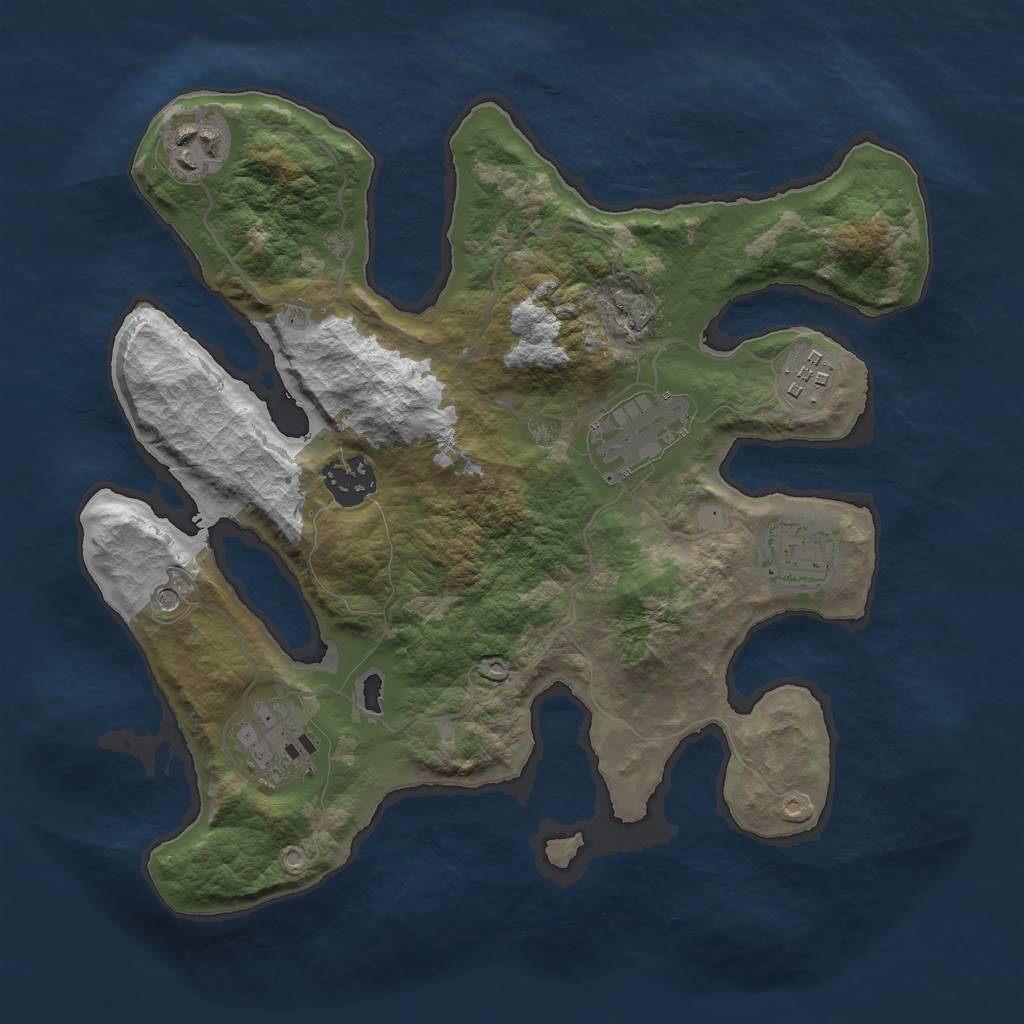 Rust Map: Barren, Size: 3000, Seed: 1384931366, 9 Monuments