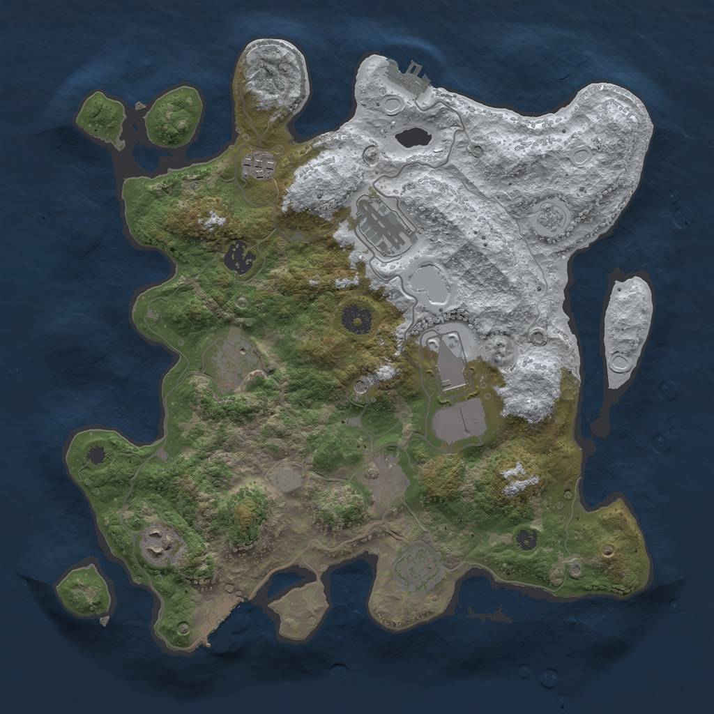 Rust Map: Procedural Map, Size: 3500, Seed: 1314401722, 17 Monuments