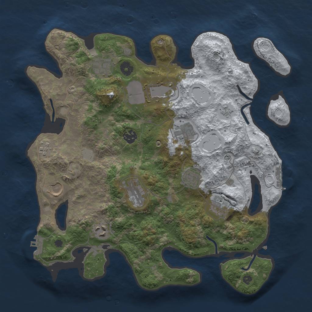 Rust Map: Procedural Map, Size: 3500, Seed: 5880917, 19 Monuments