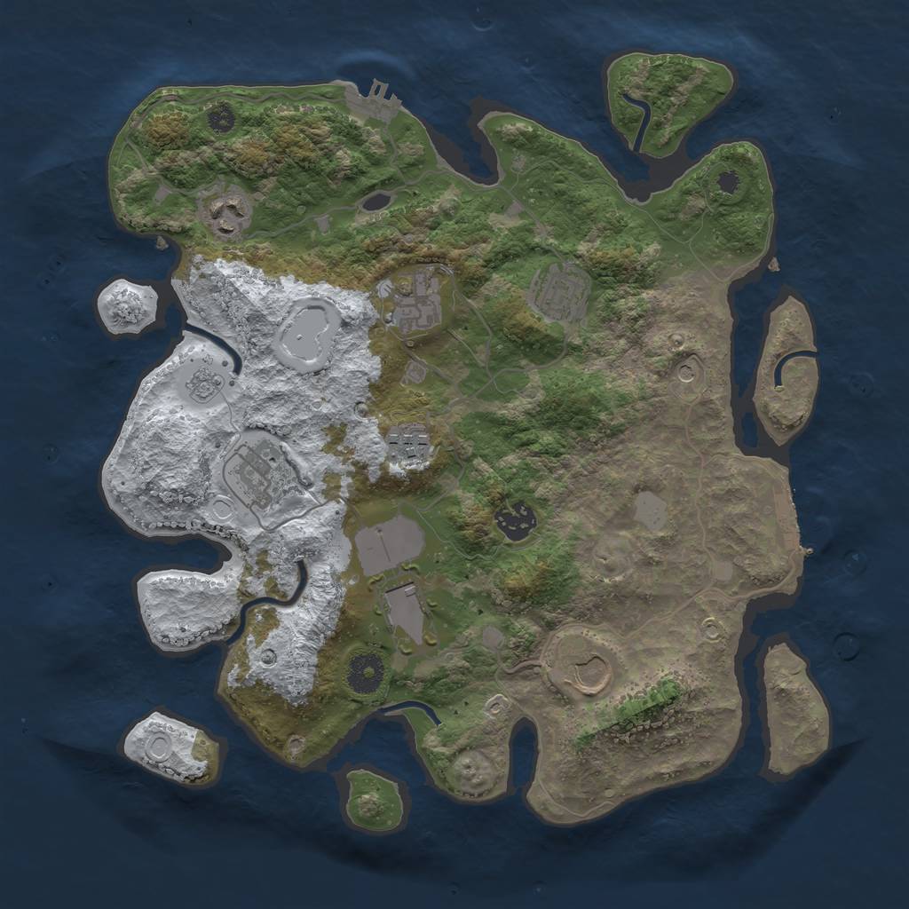 Rust Map: Procedural Map, Size: 3500, Seed: 101019, 17 Monuments