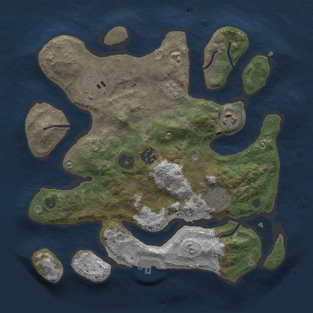 Rust Map: Procedural Map, Size: 3000, Seed: 846251, 9 Monuments