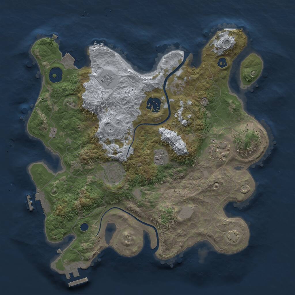 Rust Map: Procedural Map, Size: 3000, Seed: 370577896, 9 Monuments