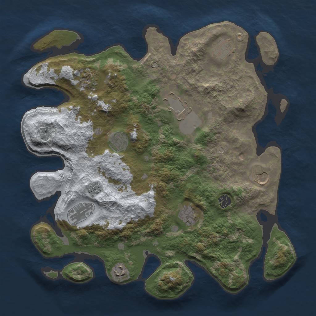 Rust Map: Barren, Size: 3700, Seed: 1635994332, 13 Monuments