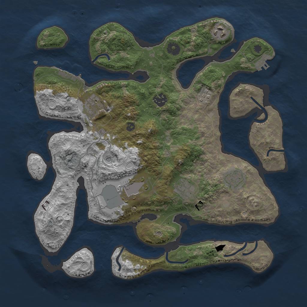 Rust Map: Procedural Map, Size: 3500, Seed: 432596, 18 Monuments